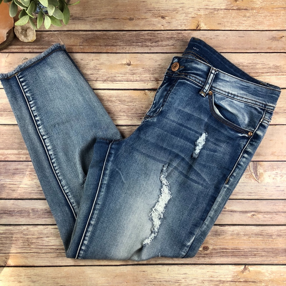 Elite Jeans Distressed Raw Hem Skinny Size 13/14